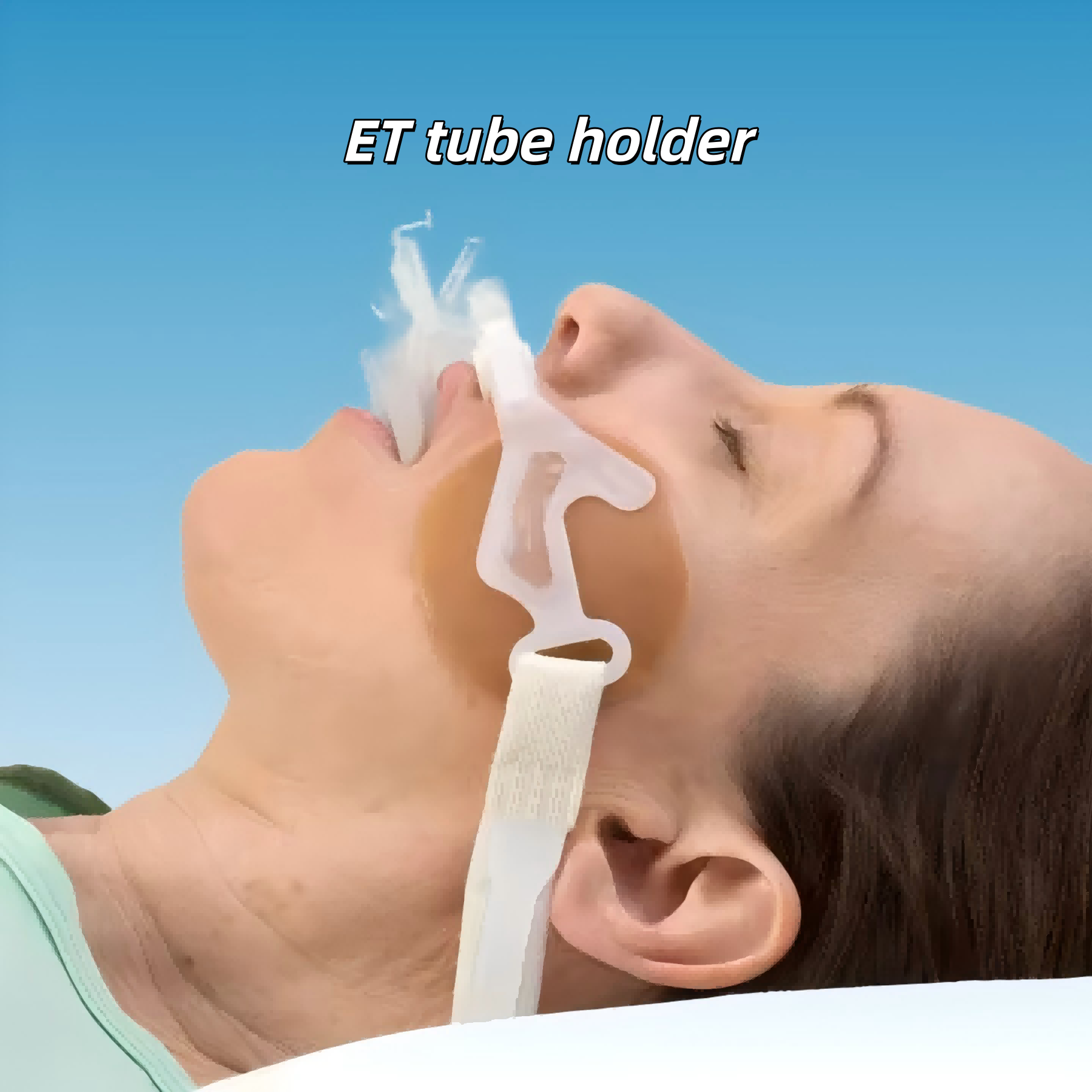 Lacerações faciais, deslocamentos freqüentes do tubo?  Um único suporte para tubo ET resolve facilmente esses desafios de enfermagem.